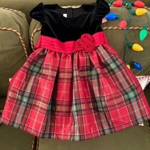 Bonni Jean Holiday Dress Red Plaid with Gold Lame and Black Velvet size 4